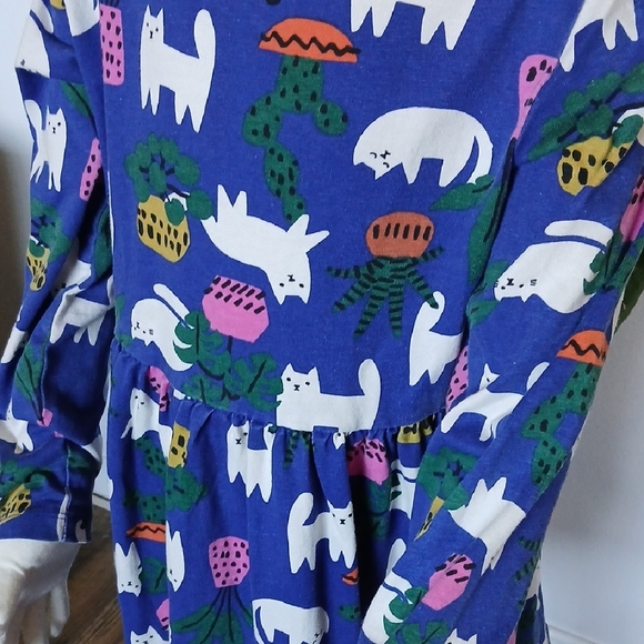 Hanna Andersson Cotton Blue Cat And Plants Print Dress - Picture 4 of 6